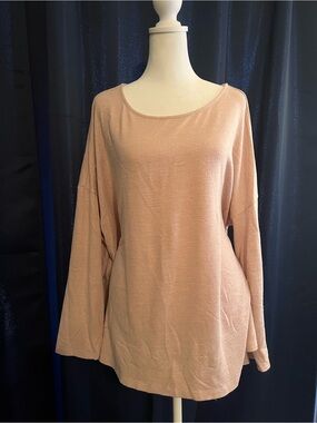 Ava & Viv 1X Blush Pink Soft Knit Long Sleeve Tunic Top Plus Size